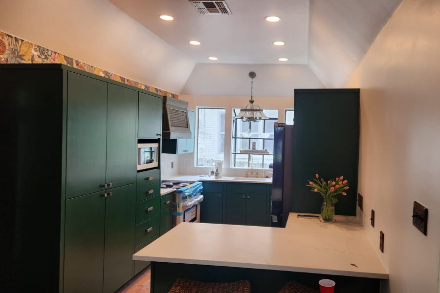 Green Cabinet Refinishing